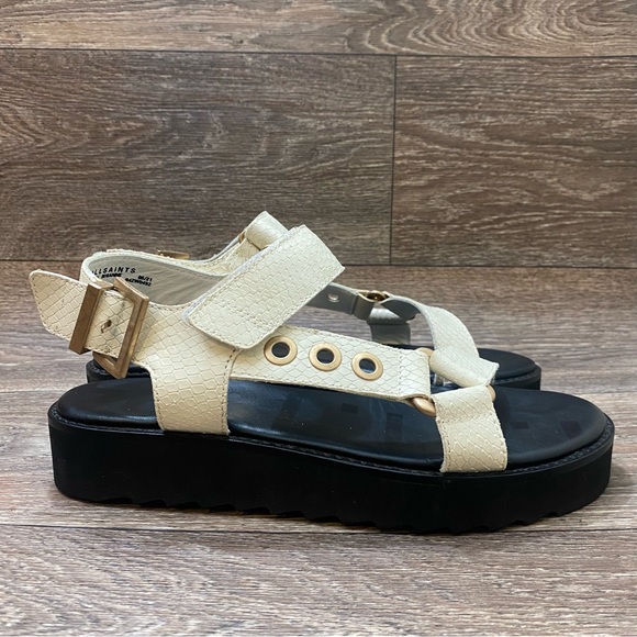 All Saints Womens Scale Eyelet Rihanne Platform Wedge Sandals Slingback Size 9 - Picture 2 of 8